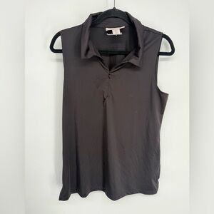 Tommy Bahama Golf Sleeveless Zip Polo Black Large